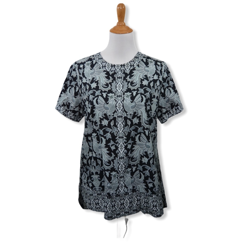Keris Batik Indonesia Black White Tunic Top 2XL
